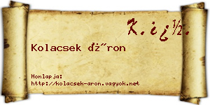 Kolacsek Áron névjegykártya