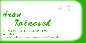 aron kolacsek business card